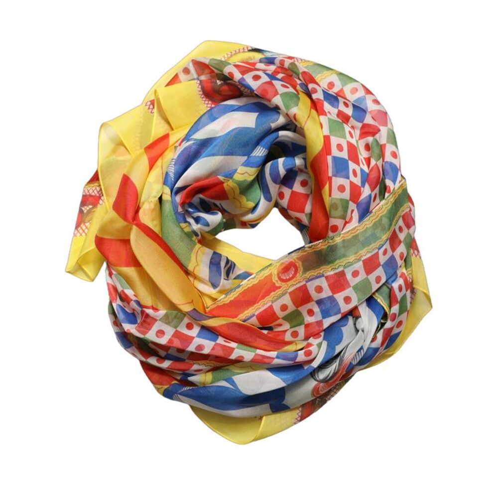 Dolce & Gabbana Multicolor Silk Carretto Print Stole Women's Scarf